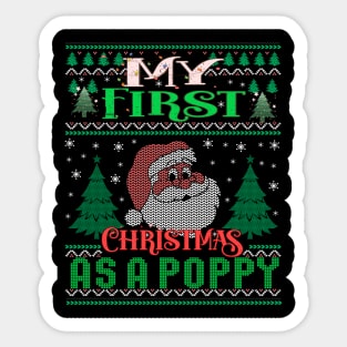 Funny Family My 1st Christmas As A Poppy Ugly Xmas Sticker